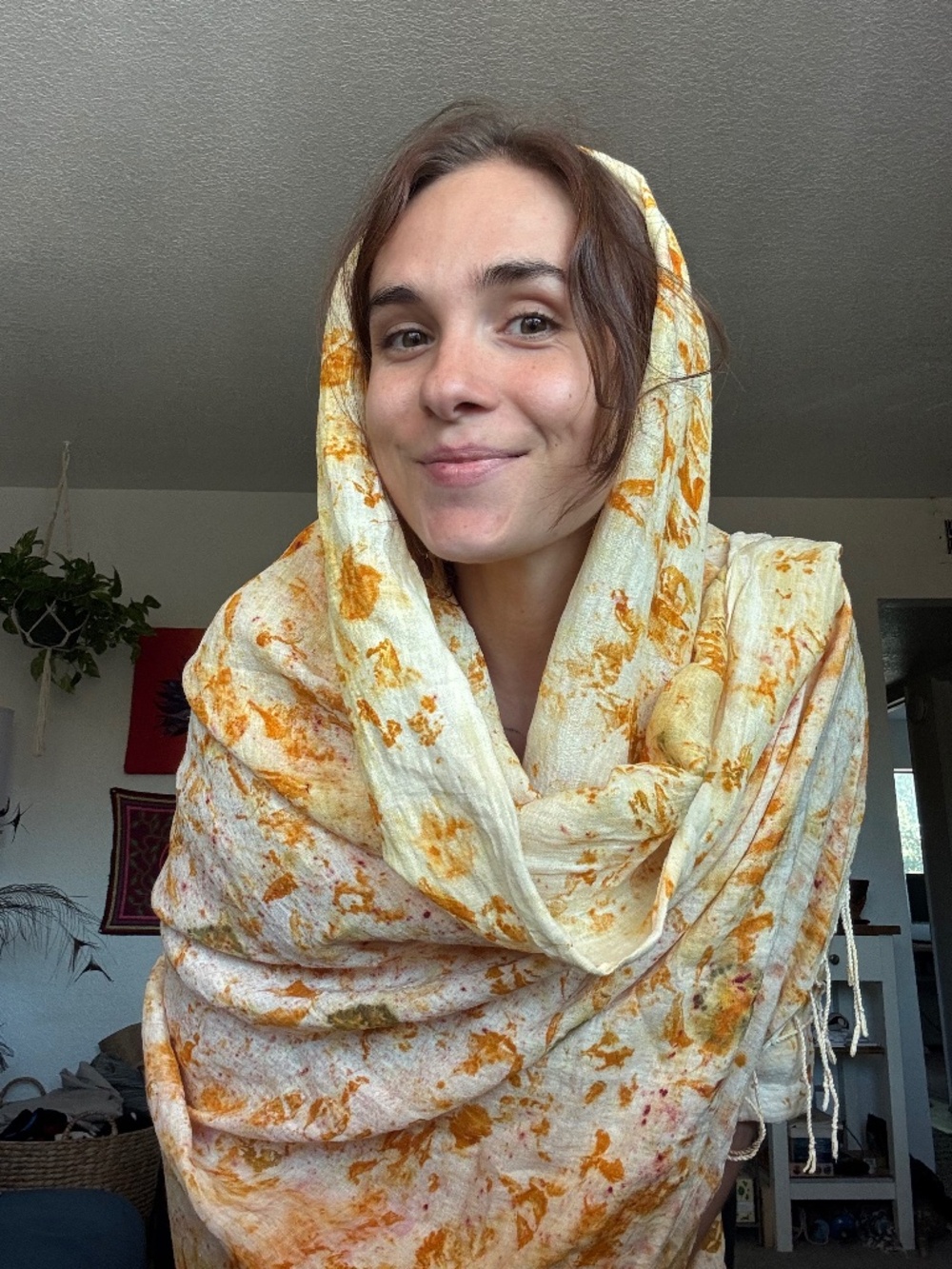 Bundle Dyed Silk & Linen Oversized Shawl